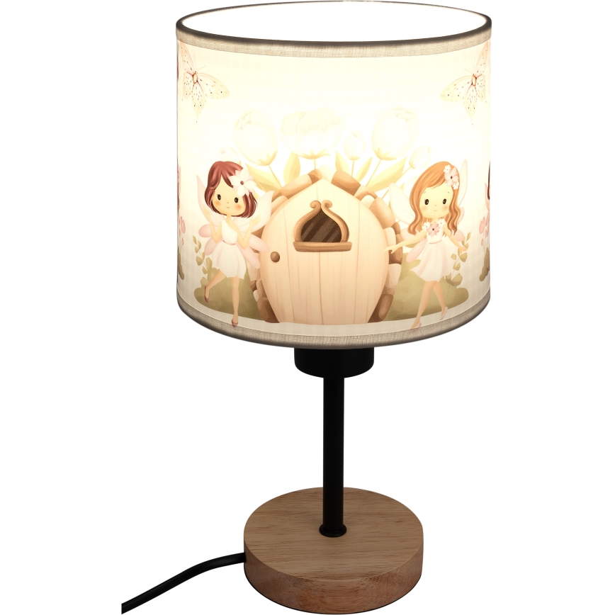 Brilagi - Детска настолна лампа BOBO WOOD 1xE27/25W/230V дъб/черна/бяла/розова/феи