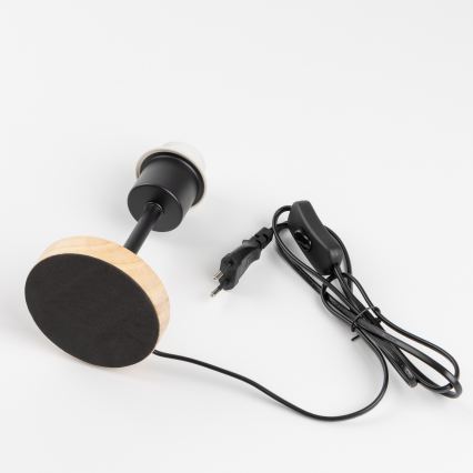 Brilagi - Детска настолна лампа BOBO WOOD 1xE27/25W/230V дъб/черен/бял/с животински мотиви