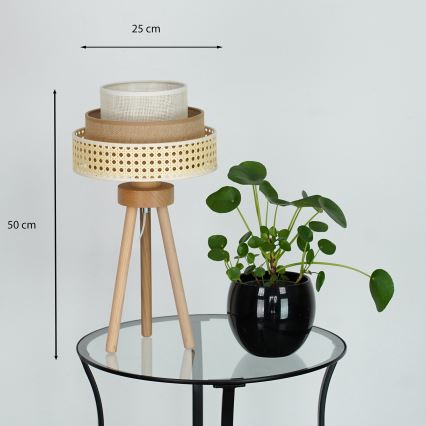 Brilagi - Настолна лампа CEDAR LUNETA 1xE27/15W/230V ратан/кафяв/кремав