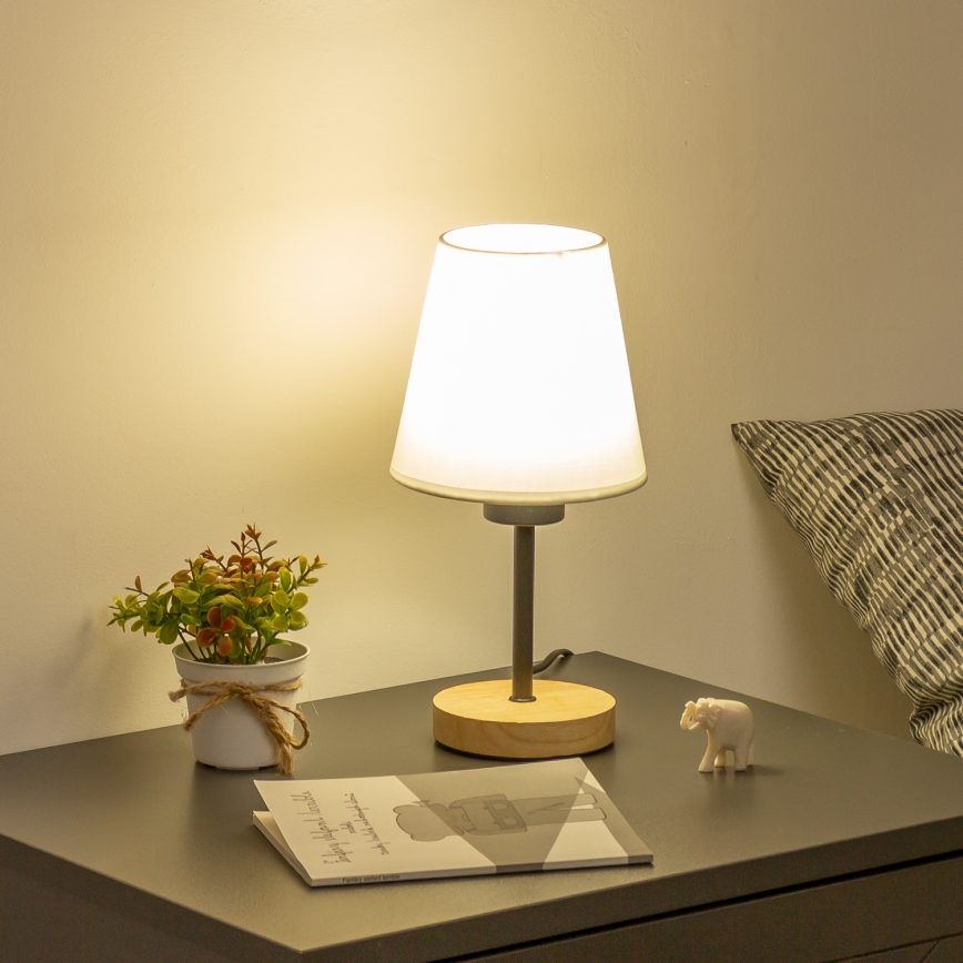 Brilagi - Настолна лампа NUBILA WOOD 1xE27/25W/230V дъб/бял