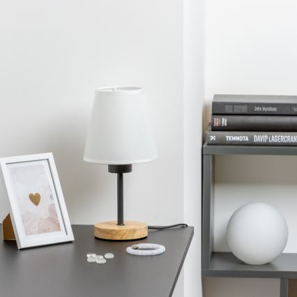 Brilagi - Настолна лампа NUBILA WOOD 1xE27/25W/230V дъб/бял