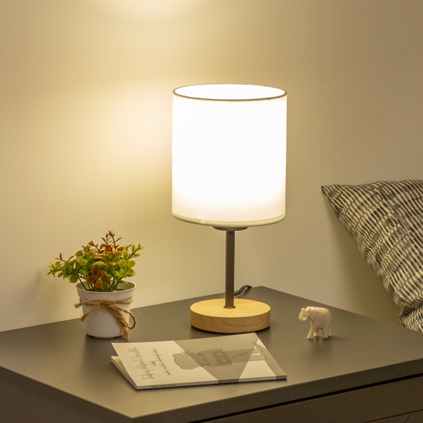 Brilagi - Настолна лампа NUBILA WOOD 1xE27/25W/230V дъб/бял