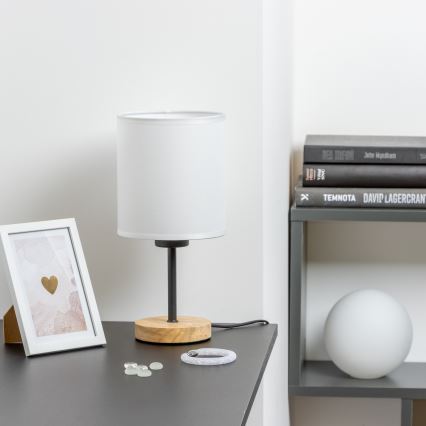Brilagi - Настолна лампа NUBILA WOOD 1xE27/25W/230V дъб/бял
