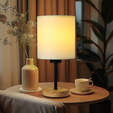 Brilagi - Настолна лампа NUBILA WOOD 1xE27/25W/230V дъб/черен/кремав