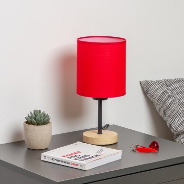 Brilagi - Настолна лампа NUBILA WOOD 1xE27/25W/230V дъб/червен