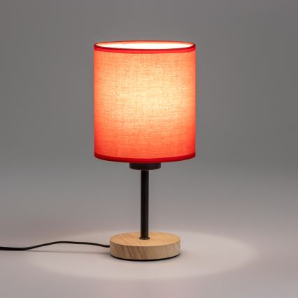 Brilagi - Настолна лампа NUBILA WOOD 1xE27/25W/230V дъб/червен