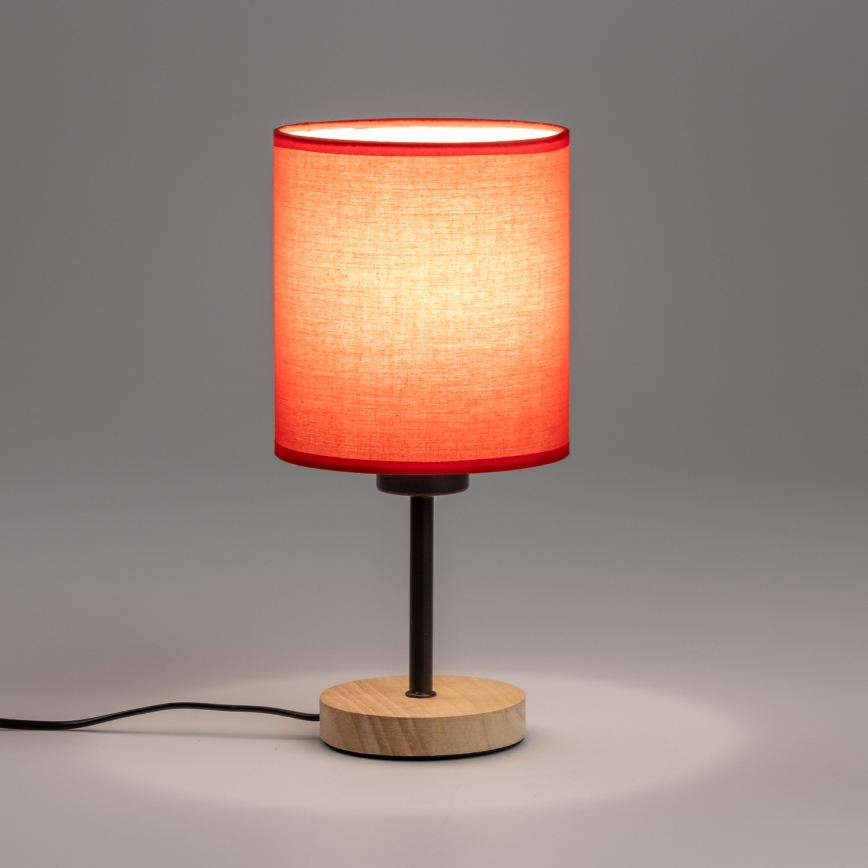 Brilagi - Настолна лампа NUBILA WOOD 1xE27/25W/230V дъб/червен