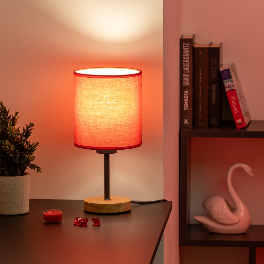 Brilagi - Настолна лампа NUBILA WOOD 1xE27/25W/230V дъб/червен