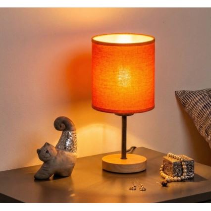 Brilagi - Настолна лампа NUBILA WOOD 1xE27/25W/230V дъб/черен/оранжев