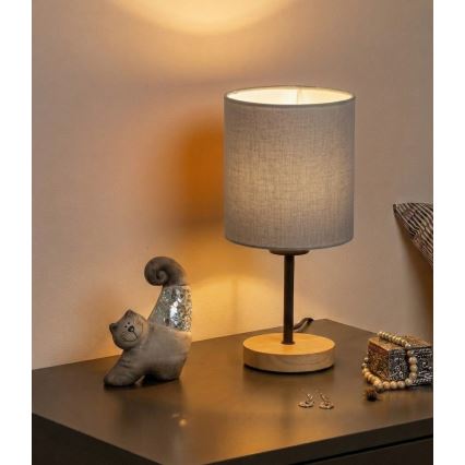 Brilagi - Настолна лампа NUBILA WOOD 1xE27/25W/230V дъб/черен/светлосив