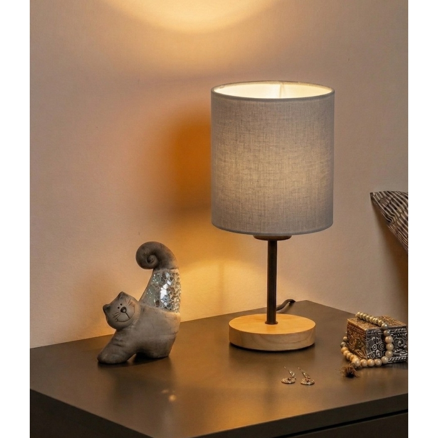 Brilagi - Настолна лампа NUBILA WOOD 1xE27/25W/230V дъб/черен/светлосив