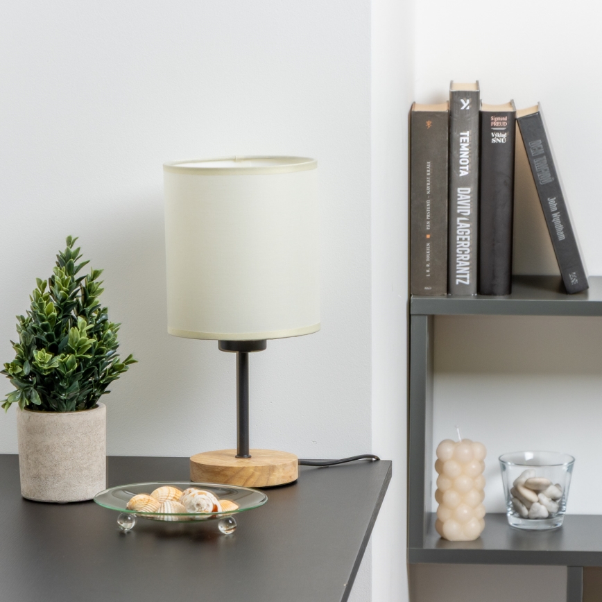 Brilagi - Настолна лампа NUBILA WOOD 1xE27/25W/230V дъб/черен/кремав