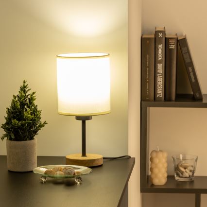 Brilagi - Настолна лампа NUBILA WOOD 1xE27/25W/230V дъб/черен/кремав