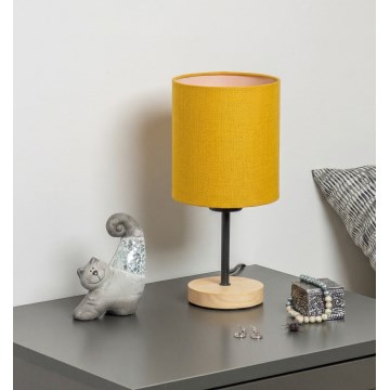 Brilagi - Настолна лампа NUBILA WOOD 1xE27/25W/230V дъб/черна/жълта