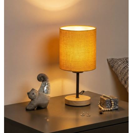 Brilagi - Настолна лампа NUBILA WOOD 1xE27/25W/230V дъб/черна/жълта