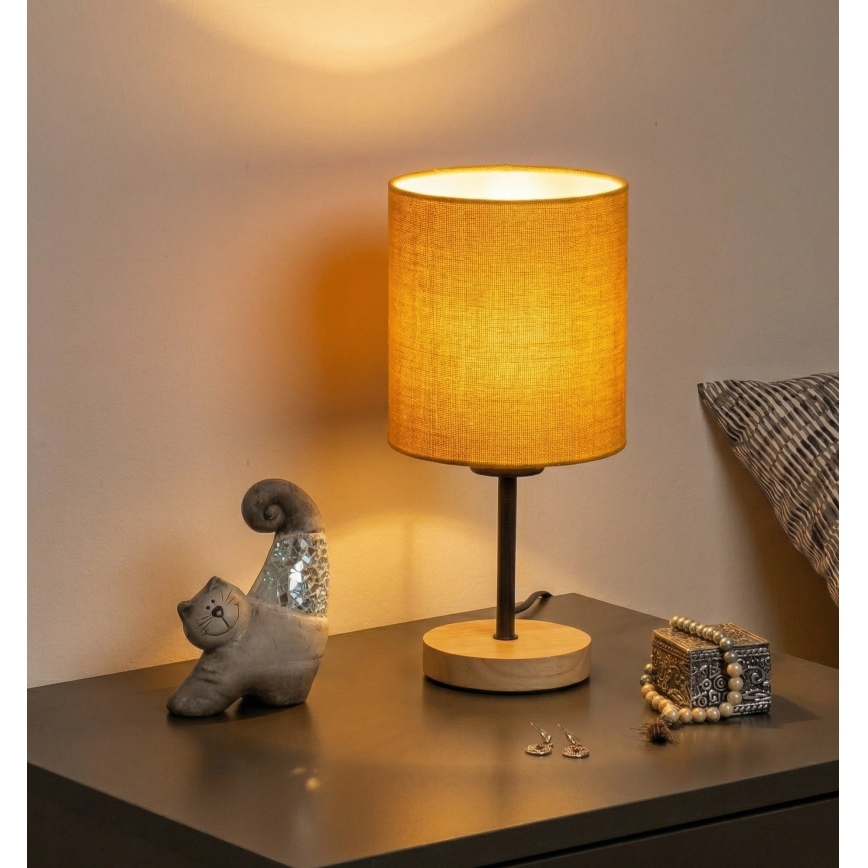 Brilagi - Настолна лампа NUBILA WOOD 1xE27/25W/230V дъб/черна/жълта