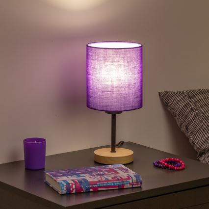 Brilagi - Настолна лампа NUBILA WOOD 1xE27/25W/230V дъб/лилава