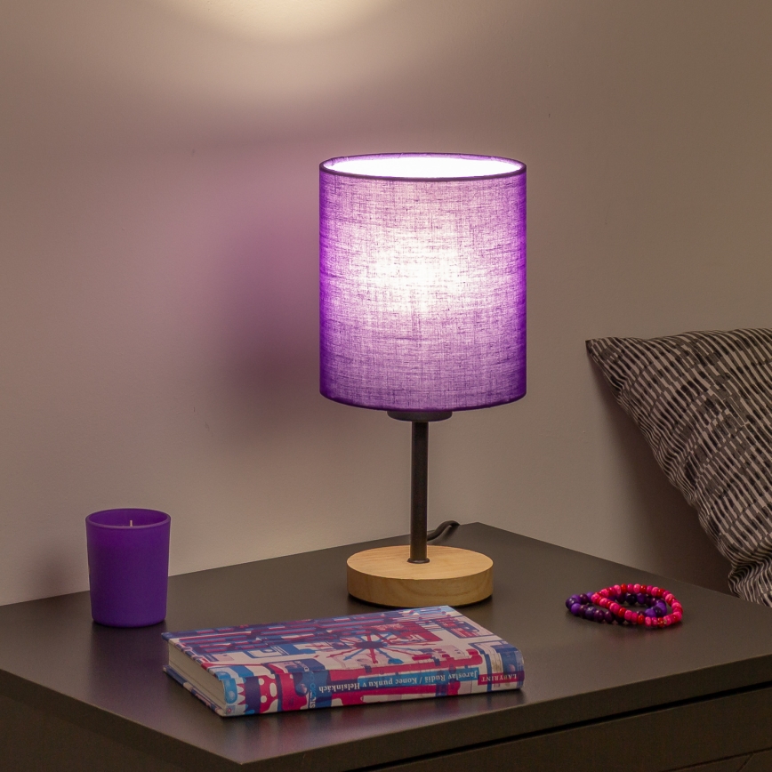 Brilagi - Настолна лампа NUBILA WOOD 1xE27/25W/230V дъб/лилава