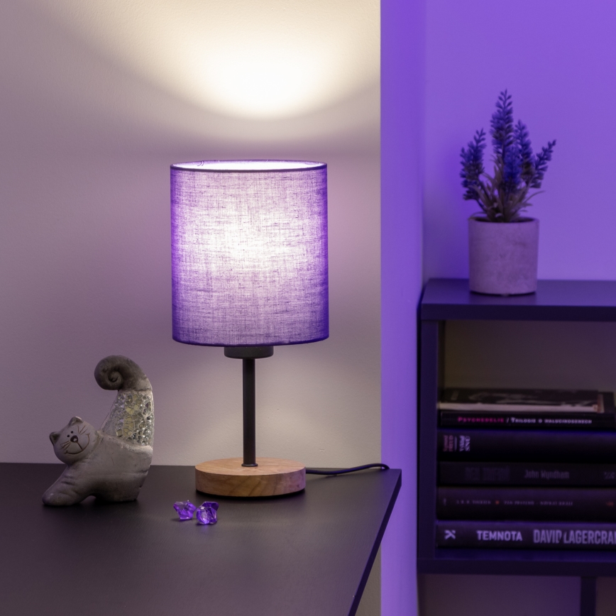 Brilagi - Настолна лампа NUBILA WOOD 1xE27/25W/230V дъб/лилава