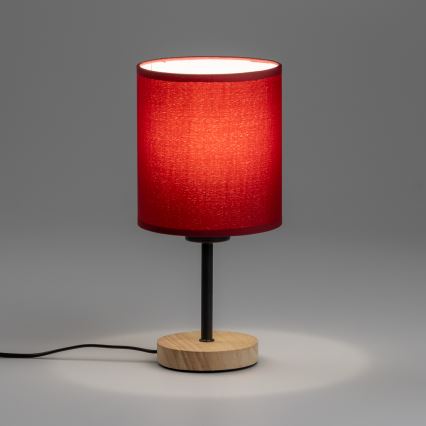 Brilagi - Настолна лампа NUBILA WOOD 1xE27/25W/230V дъб/Помпейски червен