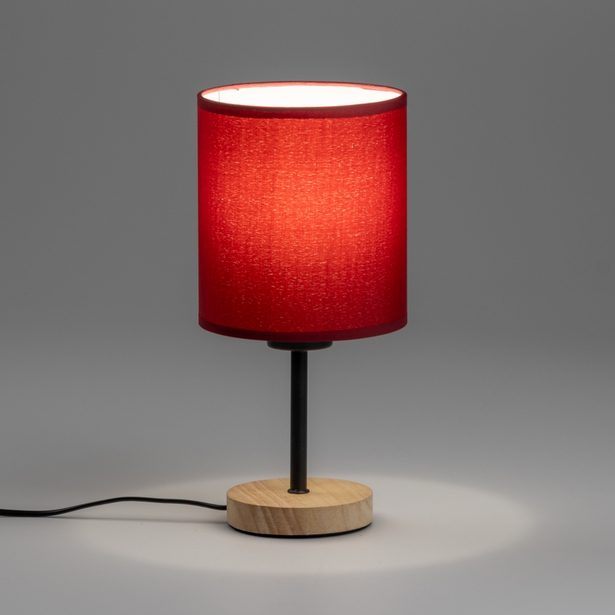 Brilagi - Настолна лампа NUBILA WOOD 1xE27/25W/230V дъб/Помпейски червен