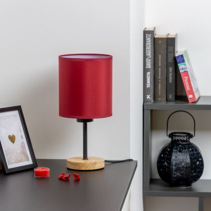 Brilagi - Настолна лампа NUBILA WOOD 1xE27/25W/230V дъб/Помпейски червен