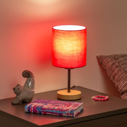 Brilagi - Настолна лампа NUBILA WOOD 1xE27/25W/230V дъб/розов