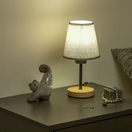 Brilagi - Настолна лампа NUBILA WOOD 1xE27/25W/230V дъб/сив