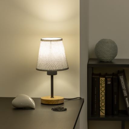 Brilagi - Настолна лампа NUBILA WOOD 1xE27/25W/230V дъб/сив
