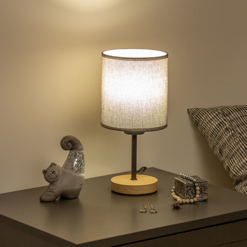 Brilagi - Настолна лампа NUBILA WOOD 1xE27/25W/230V дъб/сив