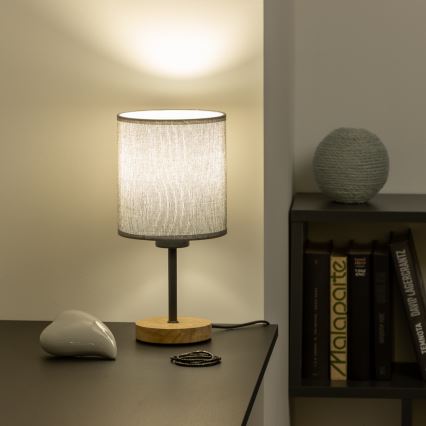 Brilagi - Настолна лампа NUBILA WOOD 1xE27/25W/230V дъб/сив