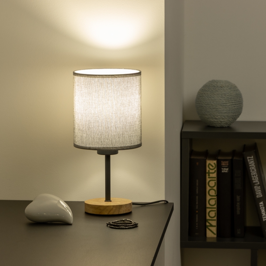 Brilagi - Настолна лампа NUBILA WOOD 1xE27/25W/230V дъб/сив