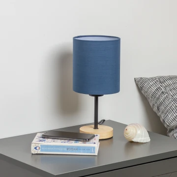 Brilagi - Настолна лампа NUBILA WOOD 1xE27/25W/230V дъб/тъмносин