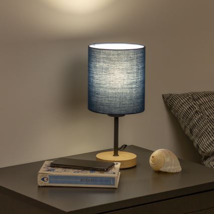 Brilagi - Настолна лампа NUBILA WOOD 1xE27/25W/230V дъб/тъмносин