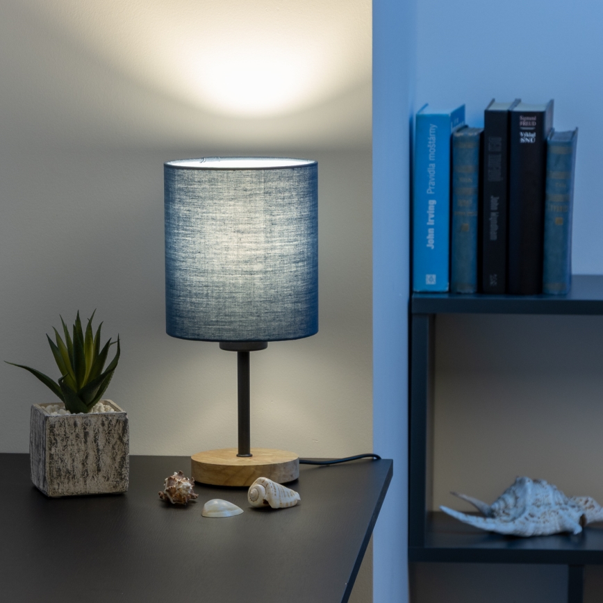 Brilagi - Настолна лампа NUBILA WOOD 1xE27/25W/230V дъб/тъмносин
