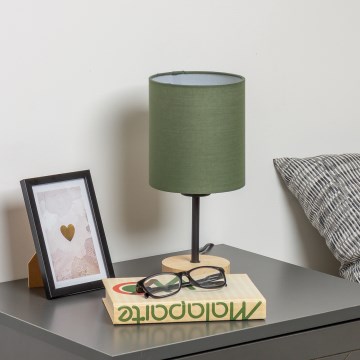 Brilagi - Настолна лампа NUBILA WOOD 1xE27/25W/230V дъб/зелен