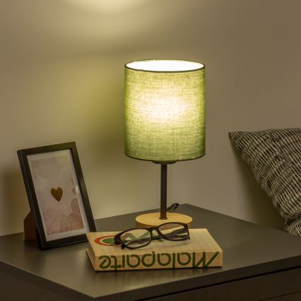Brilagi - Настолна лампа NUBILA WOOD 1xE27/25W/230V дъб/зелен