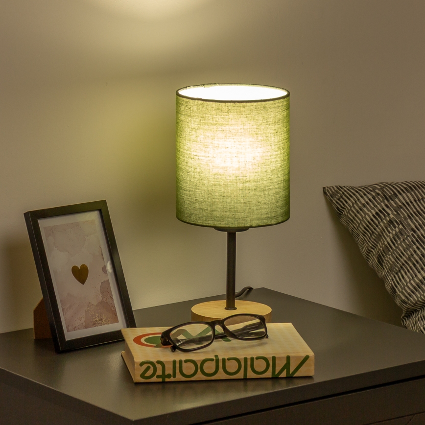 Brilagi - Настолна лампа NUBILA WOOD 1xE27/25W/230V дъб/зелен