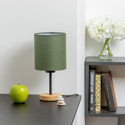Brilagi - Настолна лампа NUBILA WOOD 1xE27/25W/230V дъб/зелен
