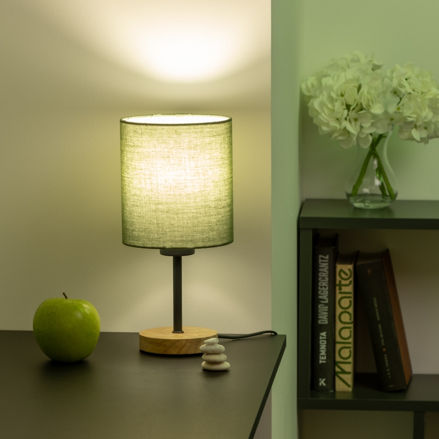 Brilagi - Настолна лампа NUBILA WOOD 1xE27/25W/230V дъб/зелен