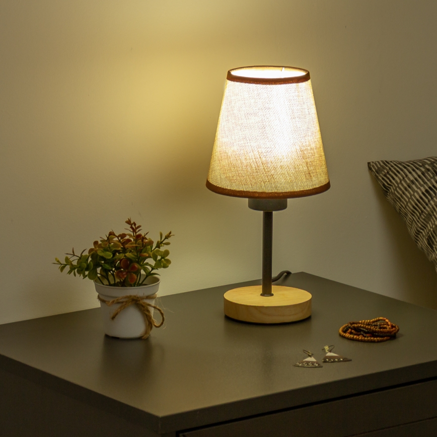 Brilagi - Настолна лампа NUBILA WOOD 1xE27/25W/230V дъб/кафяв