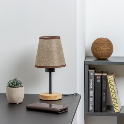 Brilagi - Настолна лампа NUBILA WOOD 1xE27/25W/230V дъб/кафяв