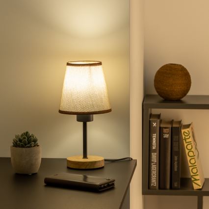 Brilagi - Настолна лампа NUBILA WOOD 1xE27/25W/230V дъб/кафяв