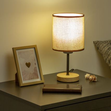 Brilagi - Настолна лампа NUBILA WOOD 1xE27/25W/230V дъб/кафяв
