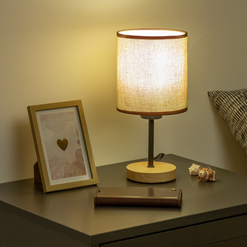 Brilagi - Настолна лампа NUBILA WOOD 1xE27/25W/230V дъб/кафяв