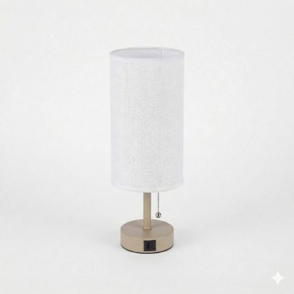 Brilagi - Настолна лампа с USB порт TABLON 1xE27/25W/230V бежова/бяла