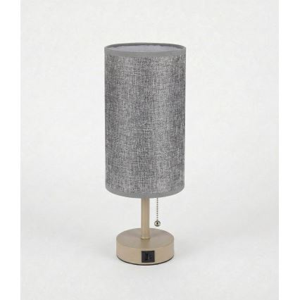 Brilagi - Настолна лампа с USB порт TABLON 1xE27/25W/230V бежова/сива