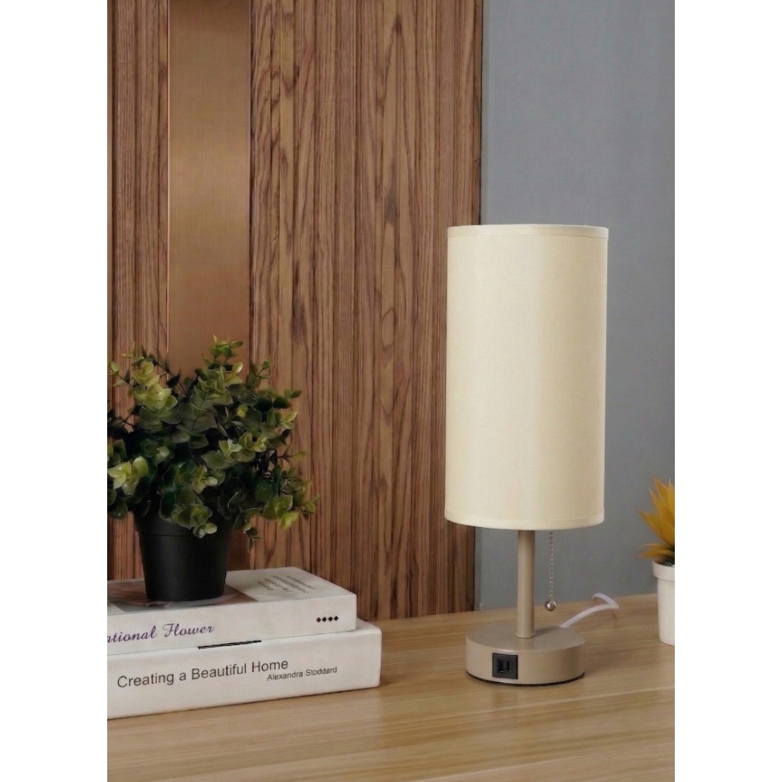 Brilagi - Настолна лампа с USB порт TABLON 1xE27/25W/230V бежова/кремава