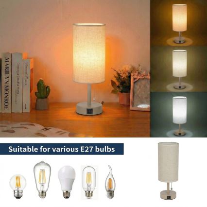 Brilagi - Настолна лампа с USB порт TABLON 1xE27/25W/230V бежова/кремава