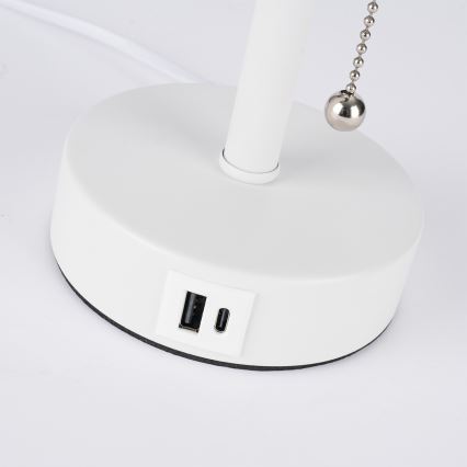 Brilagi - Настолна лампа с USB порт TABLON 1xE27/25W/230V бяла/бежова